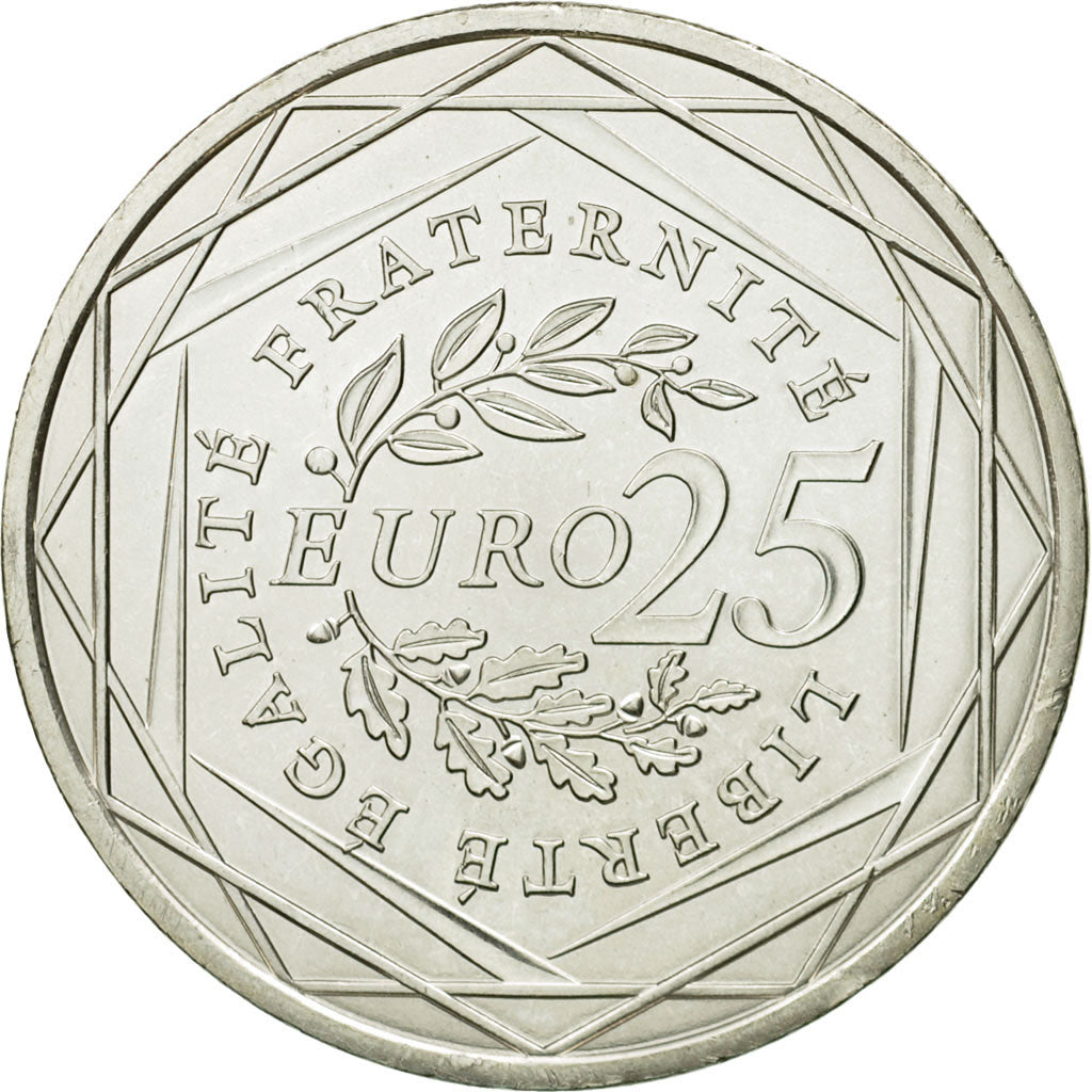France, 25 Euro, 2009, MS(64), Silver, KM:1581