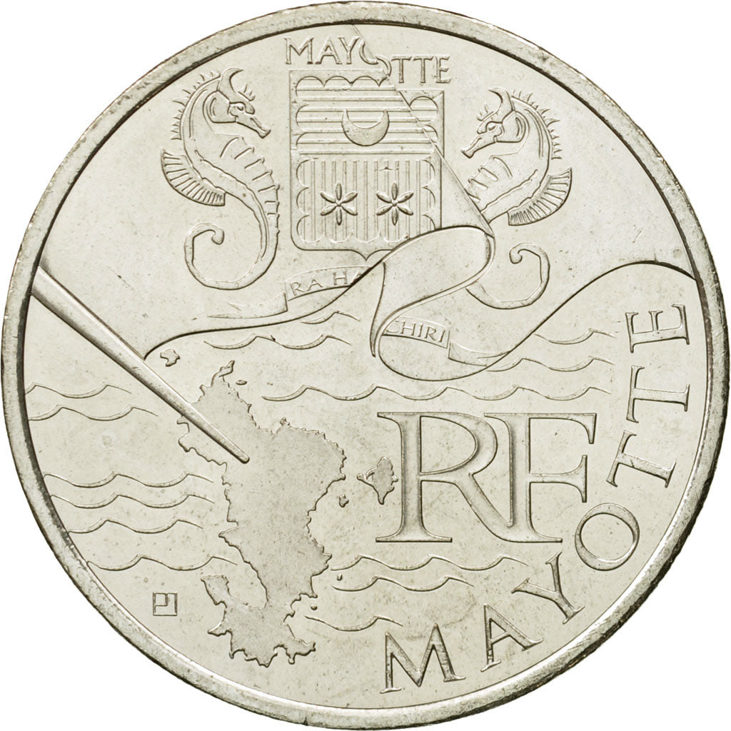 France, 10 Euro, Mayotte, 2011, MS(63), Silver, KM:1726