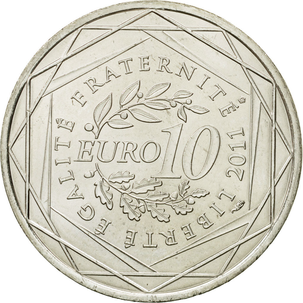 France, 10 Euro, Mayotte, 2011, MS(63), Silver, KM:1726