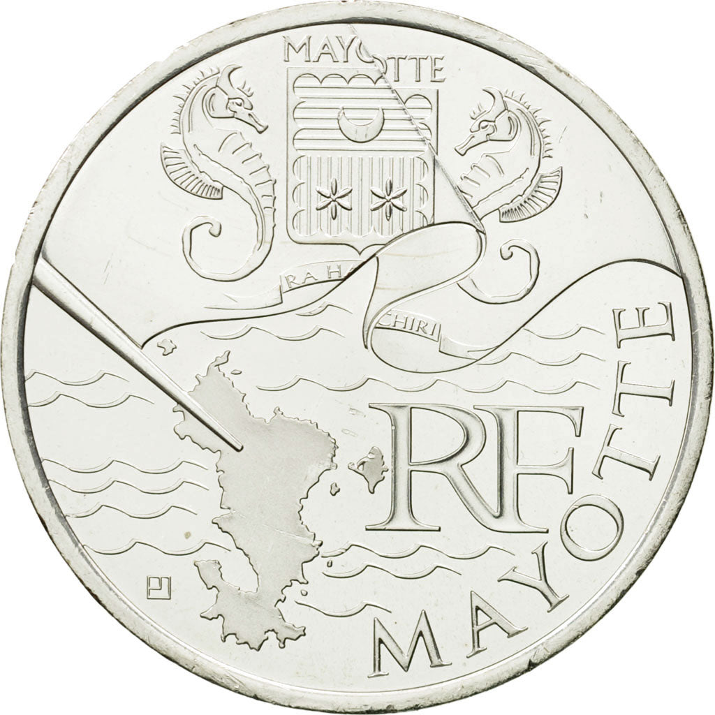 France, 10 Euro, Mayotte, 2011, MS(65-70), Silver, KM:1726