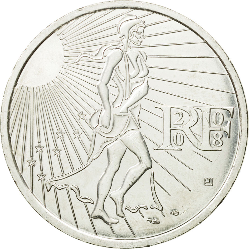 France, 15 Euro, 2008, MS(64), Silver, KM:1535
