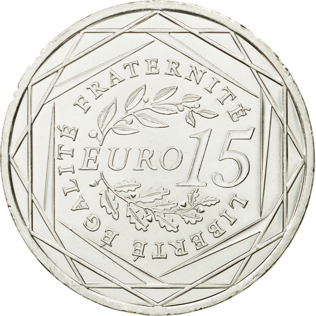 France, 15 Euro, 2008, MS(64), Silver, KM:1535