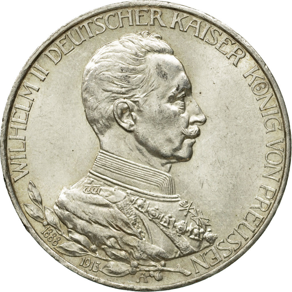 Coin, German States, PRUSSIA, Wilhelm II, 3 Mark, 1913, Berlin, AU(50-53)