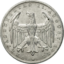 Coin, GERMANY, WEIMAR REPUBLIC, 3 Mark, 1922, Stuttgart, EF(40-45), Aluminum