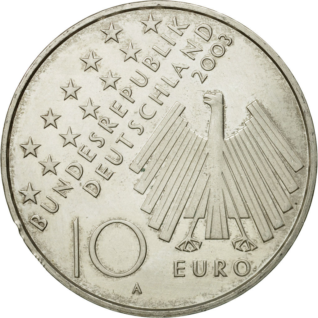 GERMANY - FEDERAL REPUBLIC, 10 Euro, 2003, MS(60-62), Silver, KM:226