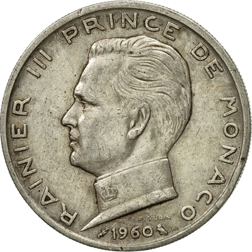 Coin, Monaco, Rainier III, 5 Francs, 1960, EF(40-45), Silver, KM:141, Gadoury:MC