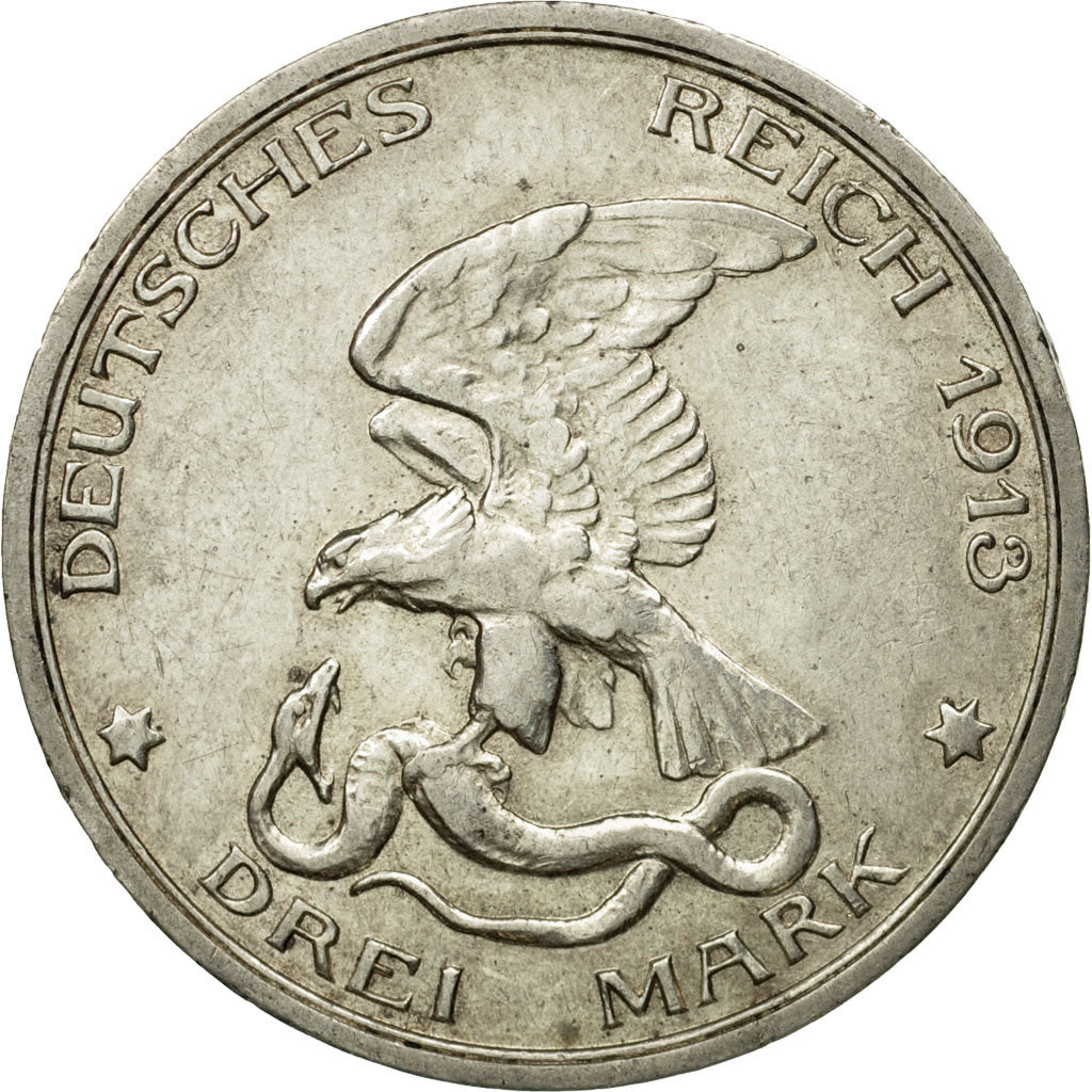 Coin, German States, PRUSSIA, Wilhelm II, 3 Mark, 1913, Berlin, EF(40-45)