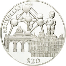 Munten, Liberia, 20 Dollars, Bruxelles, 2000, FDC, Zilver, KM:638