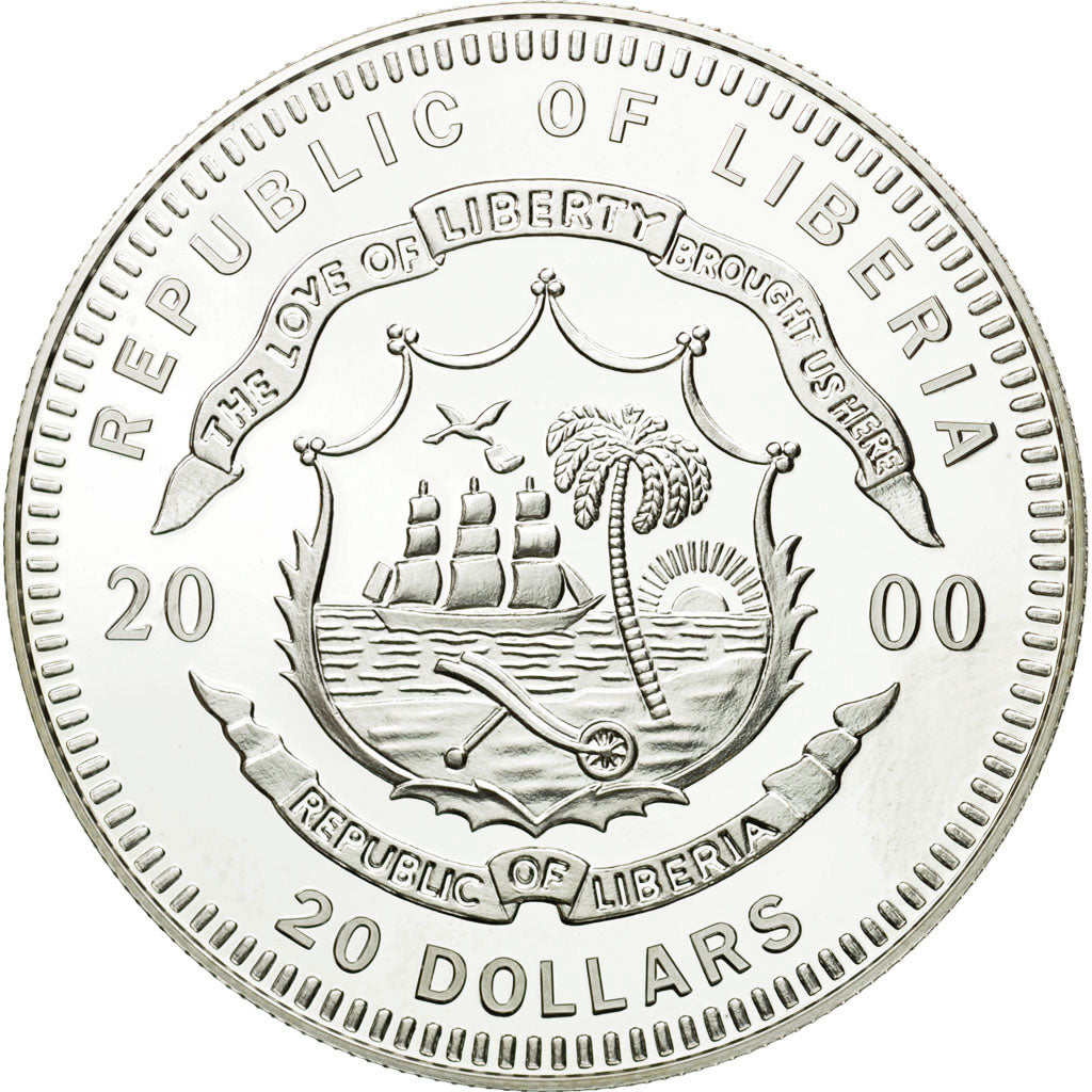 Coin, Liberia, 20 Dollars, Roma, 2000, MS(65-70), Silver, KM:641