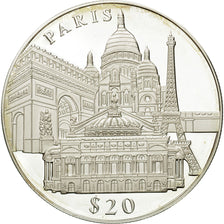 Moneta, Liberia, 20 Dollars, Paris, 2000, FDC, Argento