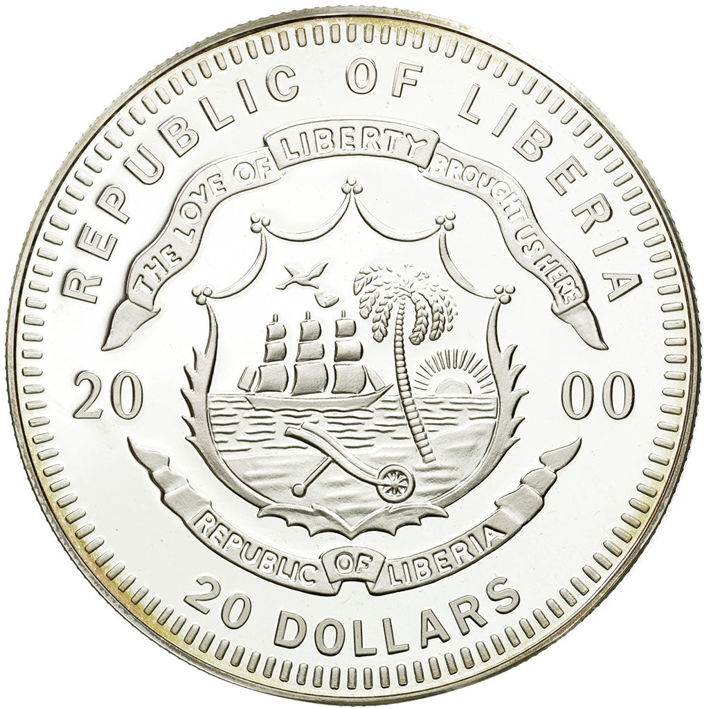 Monnaie, Liberia, 20 Dollars, Paris, 2000, FDC, Argent