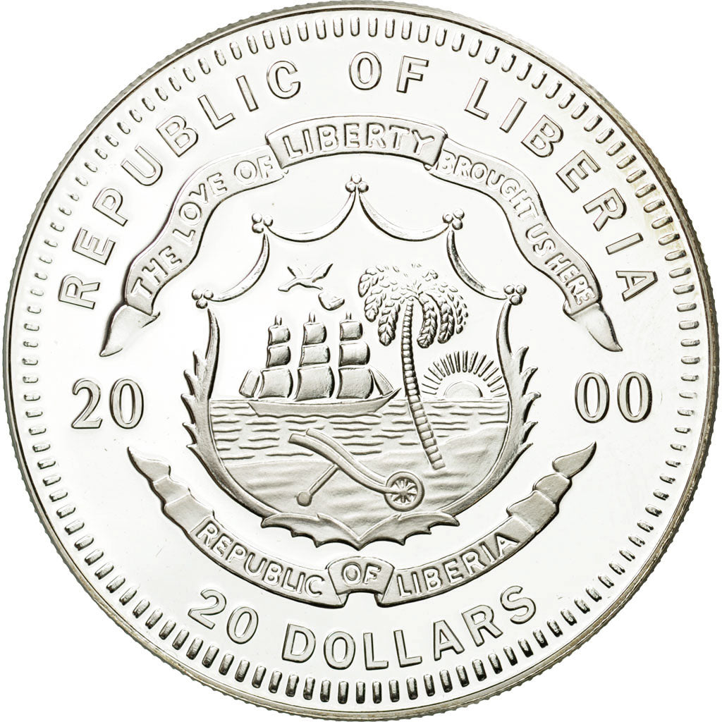 Monnaie, Liberia, 20 Dollars, Dublin, 2000, FDC, Argent