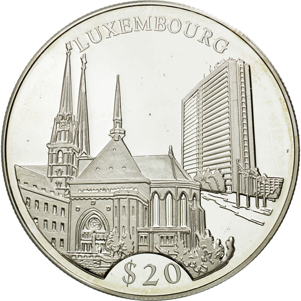 Coin, Liberia, 20 Dollars, Luxembourg, 2000, MS(65-70), Silver