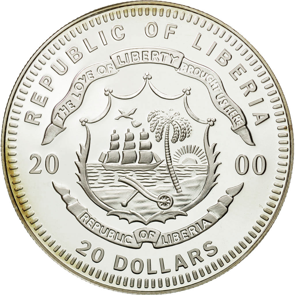 Moneta, Liberia, 20 Dollars, Vienne, 2000, FDC, Argento