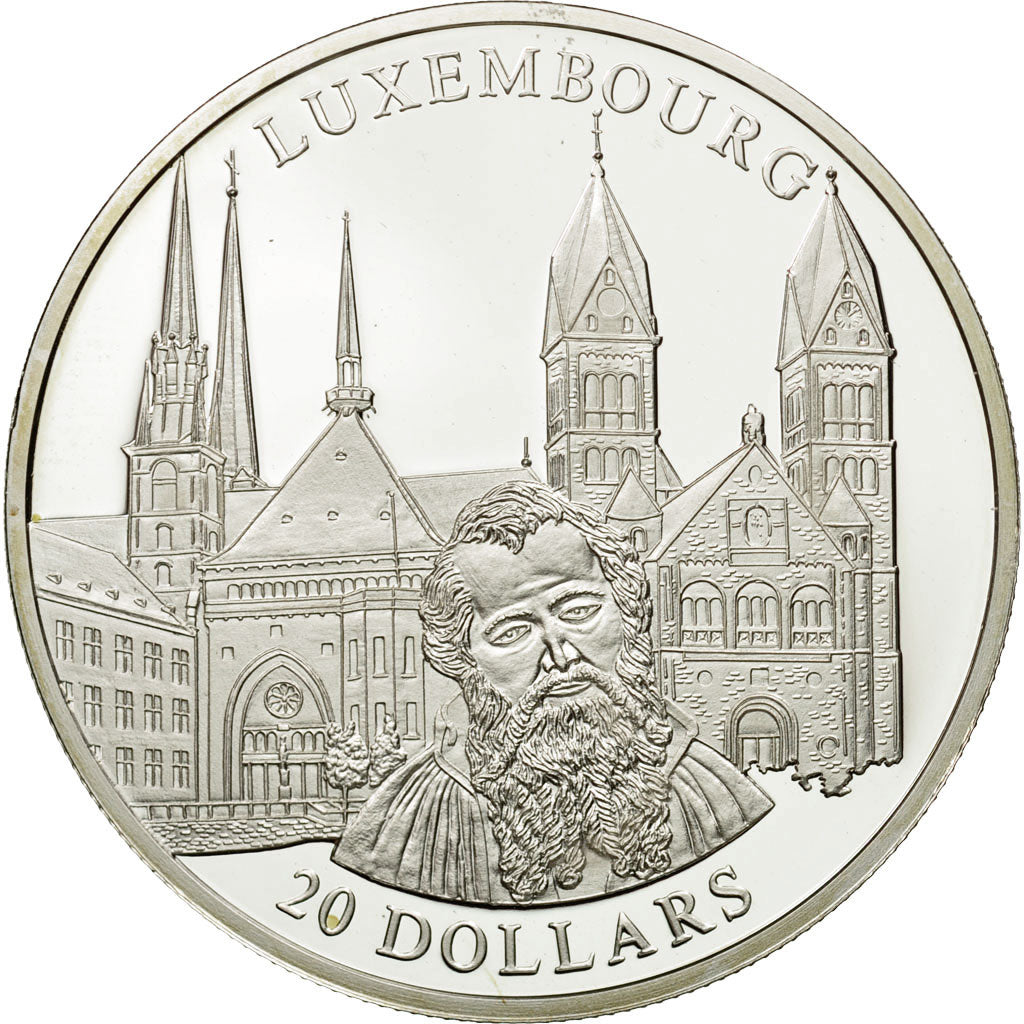 Coin, Liberia, 20 Dollars, Luxembourg, 2001, MS(65-70), Silver