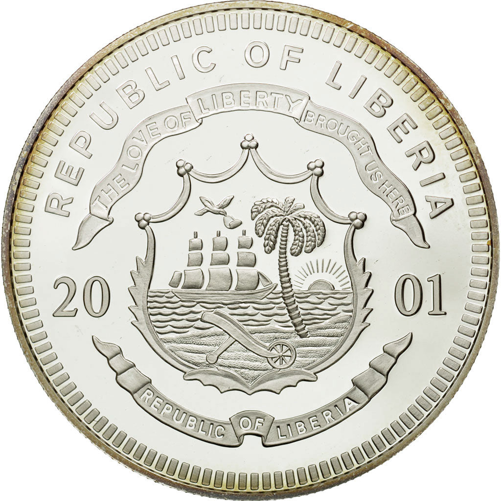 Coin, Liberia, 20 Dollars, Luxembourg, 2001, MS(65-70), Silver