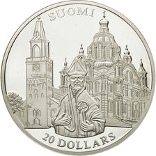 Munten, Liberia, 20 Dollars, Finland, 2001, FDC, Zilver