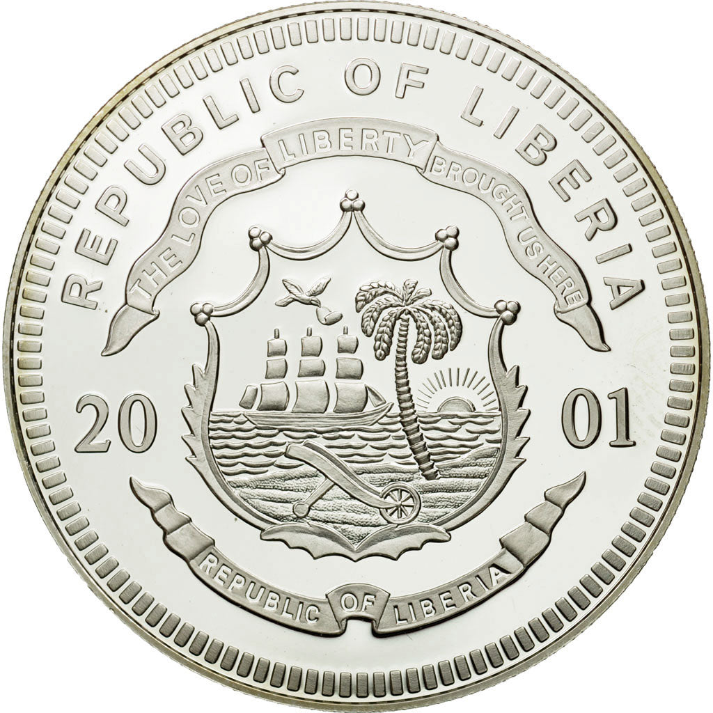 Munten, Liberia, 20 Dollars, Finland, 2001, FDC, Zilver