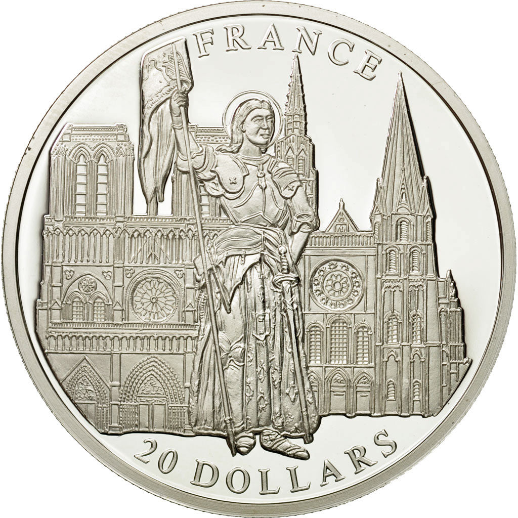 Coin, Liberia, 20 Dollars, France, 2001, MS(65-70), Silver