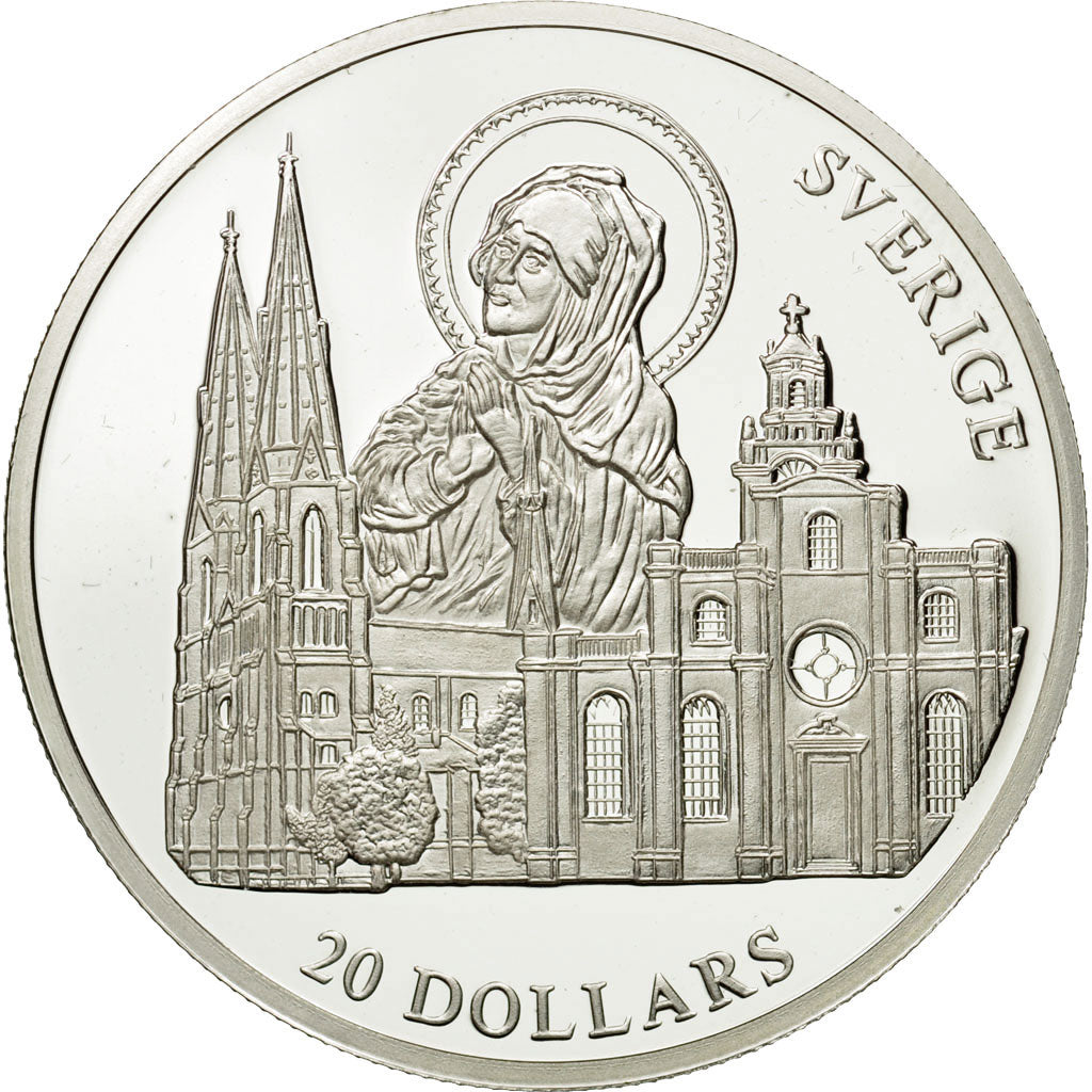 Coin, Liberia, 20 Dollars, Sweden, 2001, MS(65-70), Silver