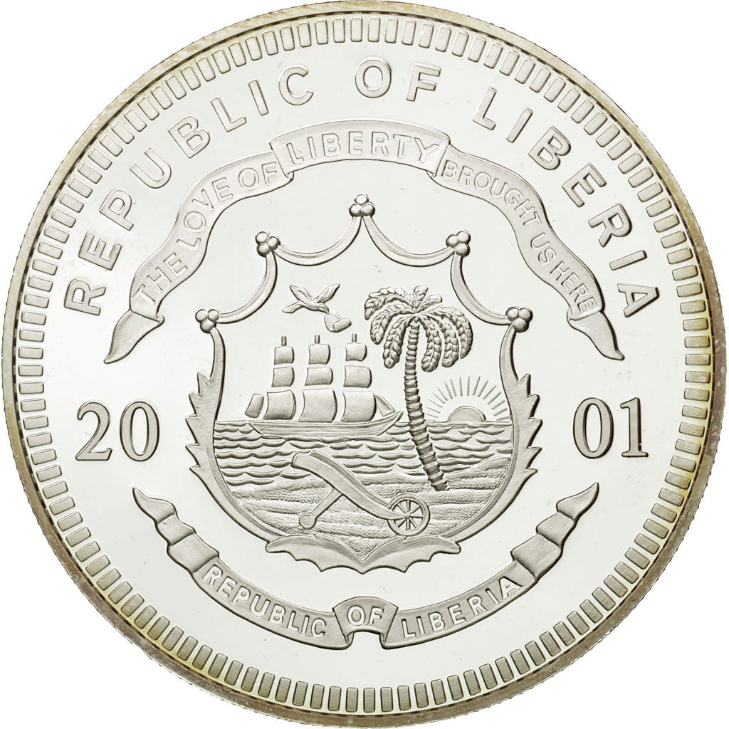 Coin, Liberia, 20 Dollars, Sweden, 2001, MS(65-70), Silver