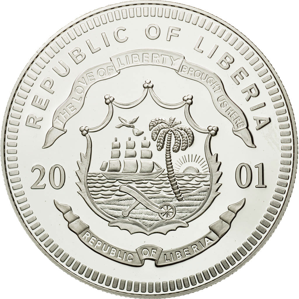 Moneta, Liberia, 20 Dollars, Germany, 2001, FDC, Argento