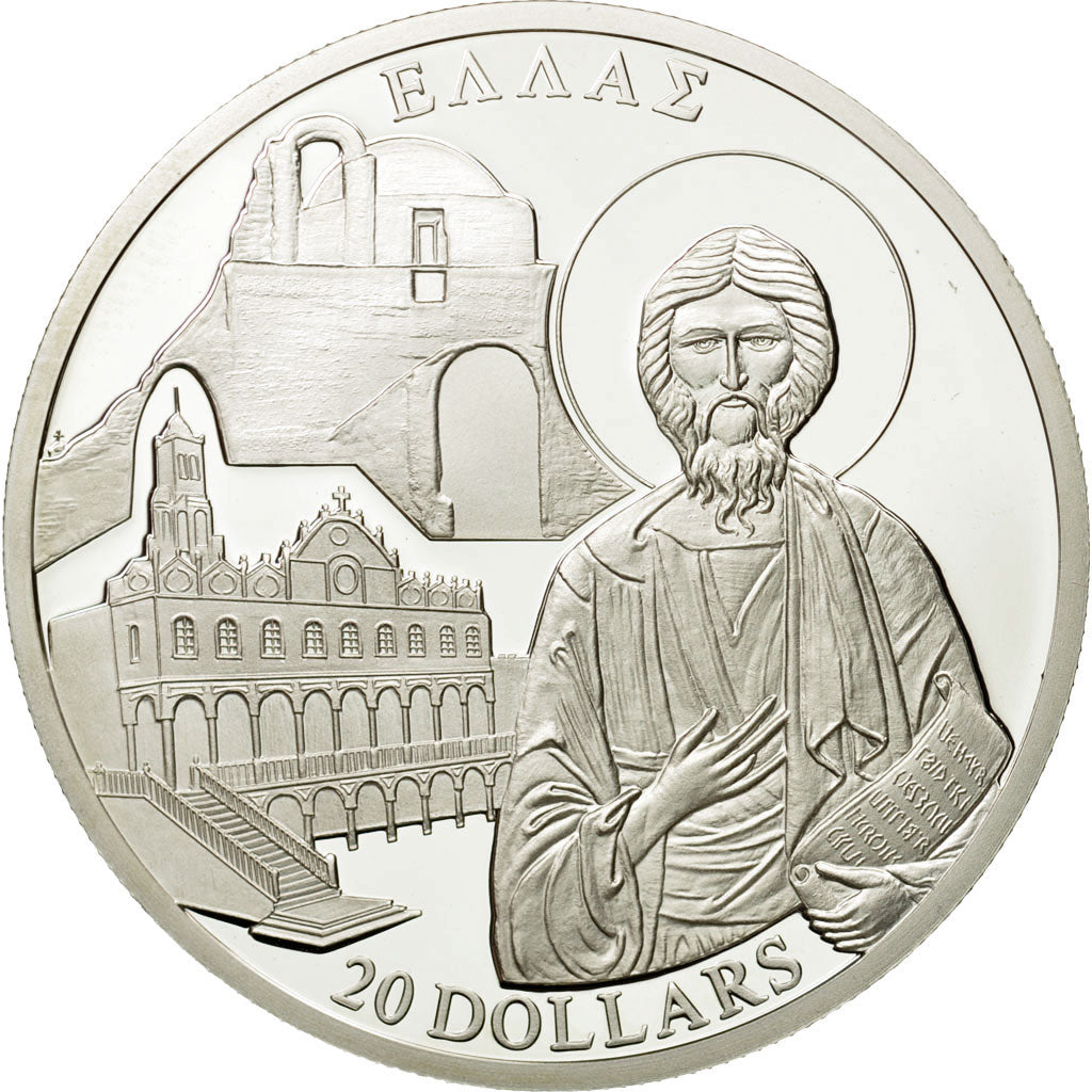 Monnaie, Liberia, 20 Dollars, Grèce, 2001, FDC, Argent