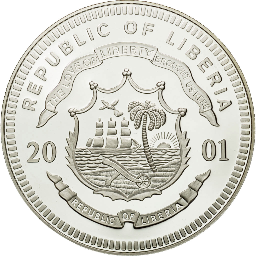 Monnaie, Liberia, 20 Dollars, Grèce, 2001, FDC, Argent