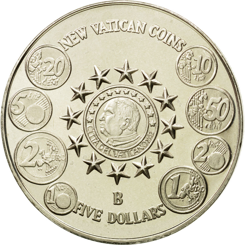 Coin, Liberia, 5 Dollars, Vatican, 2004, MS(65-70), Silver