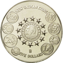 Munten, Liberia, 5 Dollars, Vatican, 2004, FDC, Zilver