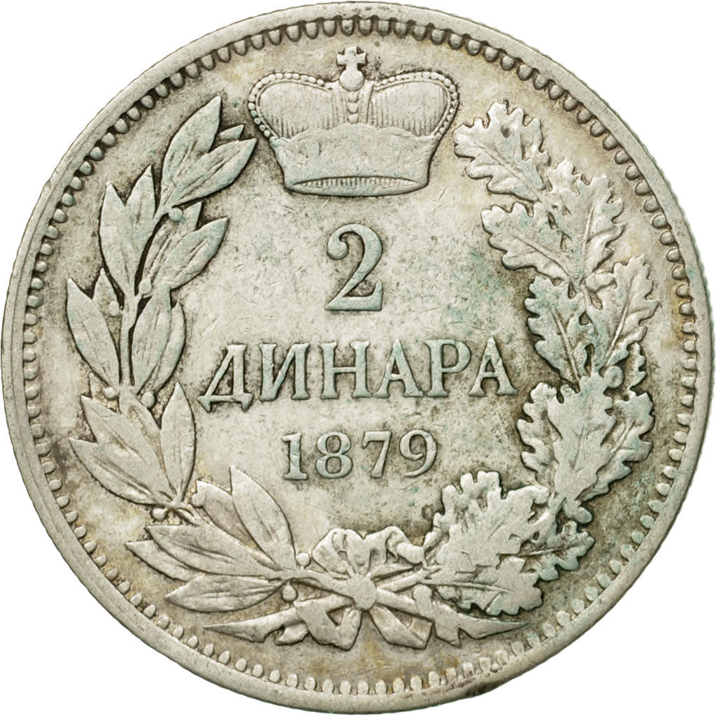 Coin, Serbia, Milan I, 2 Dinara, 1879, EF(40-45), Silver, KM:11