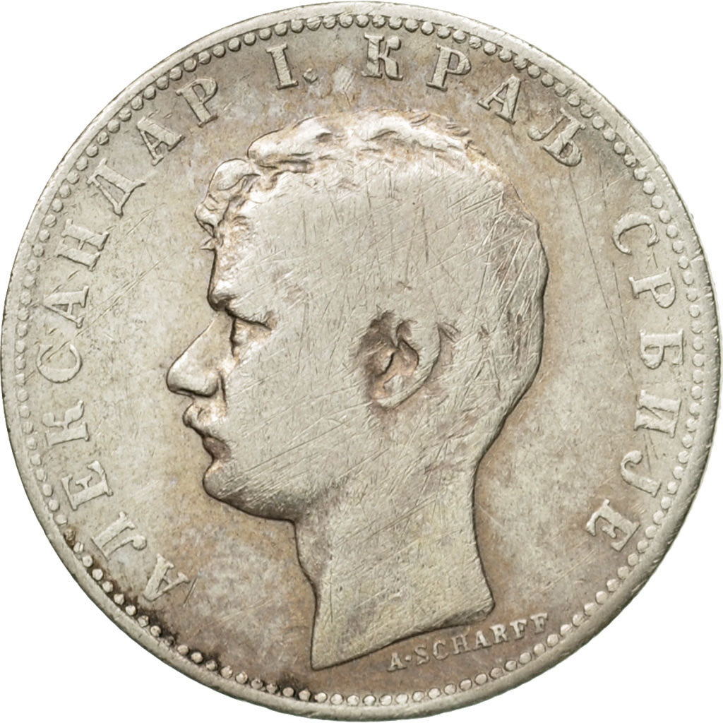 Coin, Serbia, Alexander I, Dinar, 1897, VF(30-35), Silver, KM:21