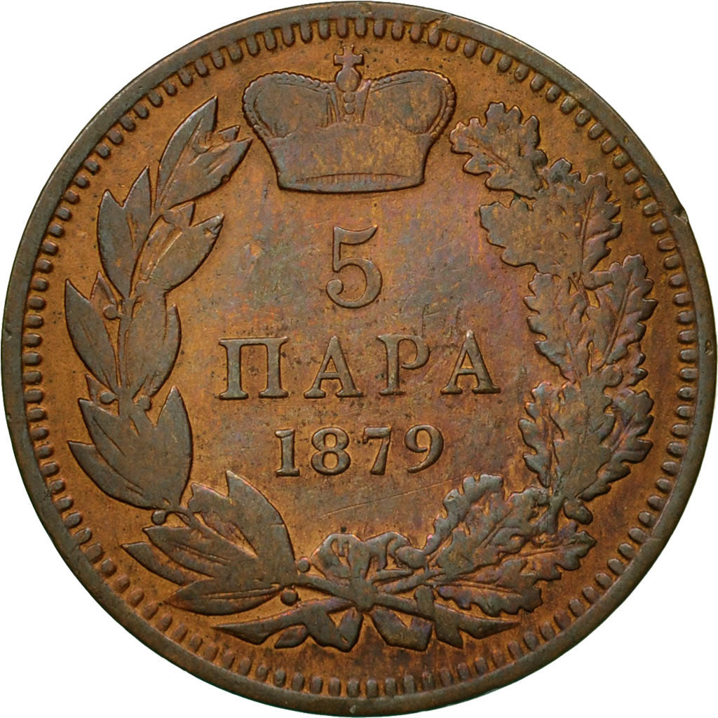Coin, Serbia, Milan I, 5 Para, 1879, EF(40-45), Bronze, KM:7