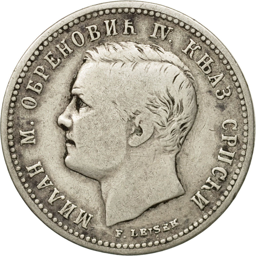 Coin, Serbia, Milan I, Dinar, 1875, EF(40-45), Silver, KM:5