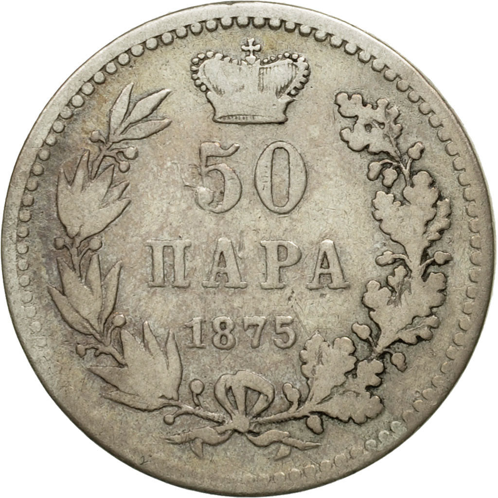 Coin, Serbia, Milan I, 50 Para, 1875, EF(40-45), Silver, KM:4