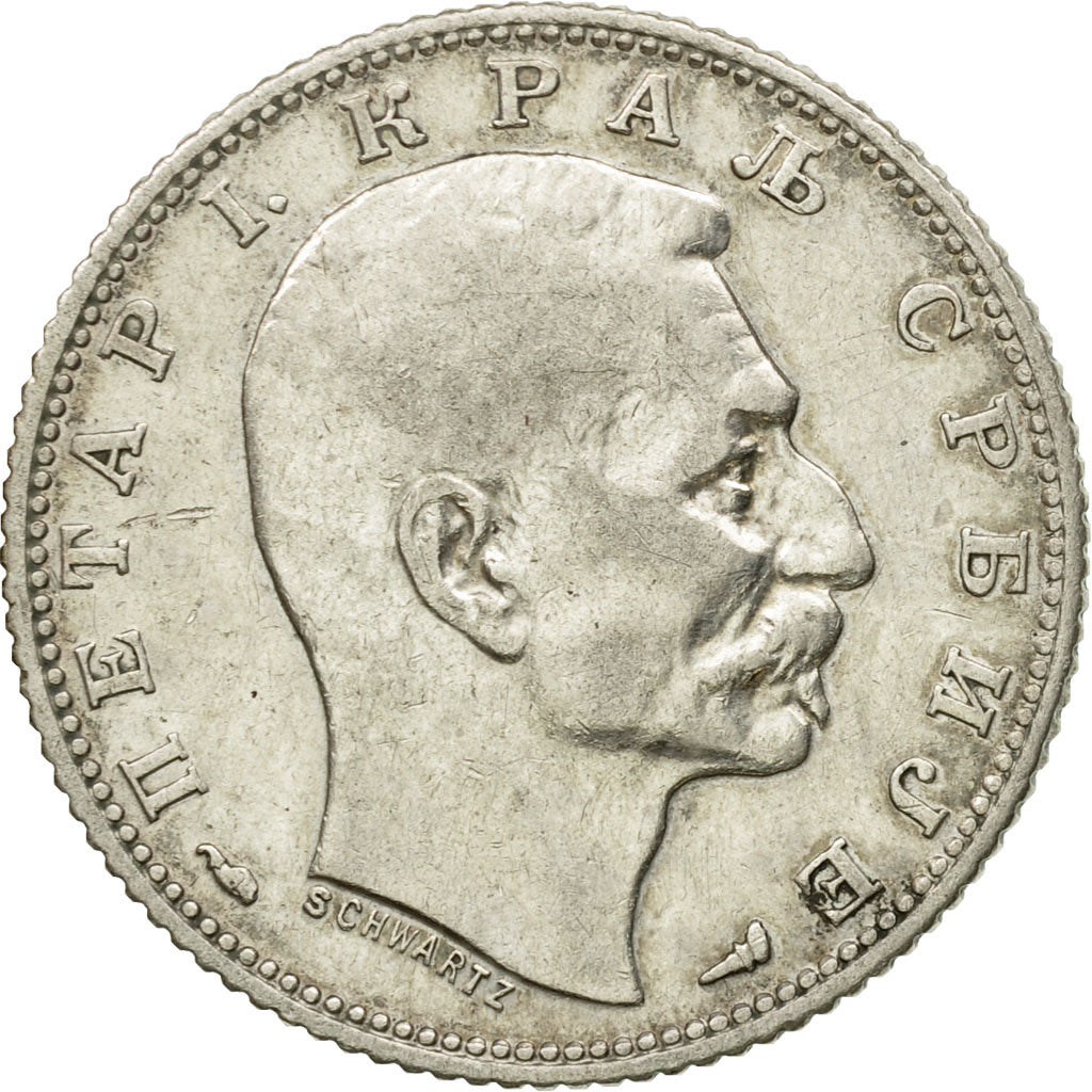Coin, Serbia, Peter I, Dinar, 1915, EF(40-45), Silver, KM:25.1
