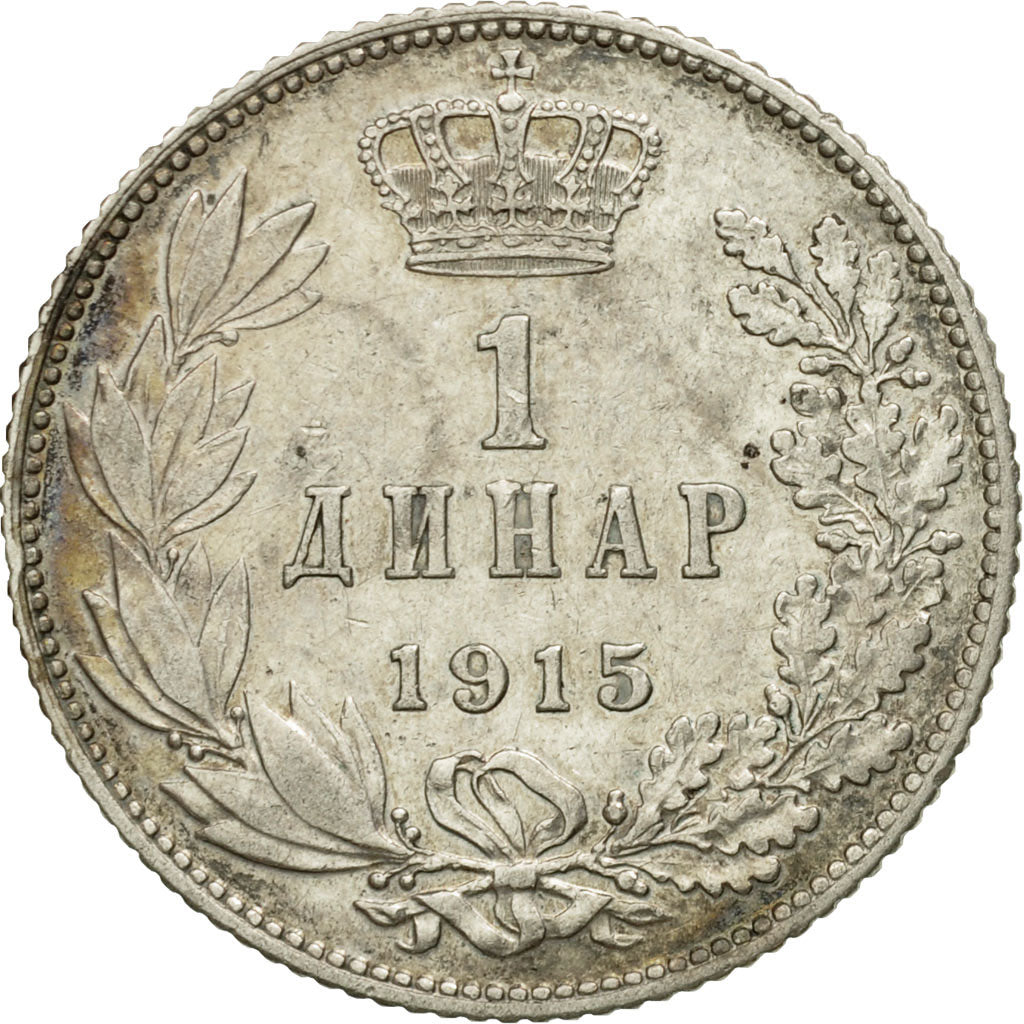 Coin, Serbia, Peter I, Dinar, 1915, EF(40-45), Silver, KM:25.1