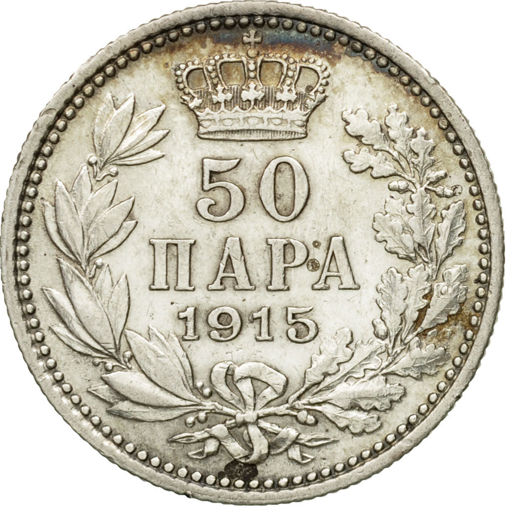 Coin, Serbia, Peter I, 50 Para, 1915, AU(50-53), Silver, KM:24.1