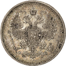RUSSIA, 15 Kopeks, 1861, Saint-Petersburg, KM #21, AU(50-53), Silver, 3.12