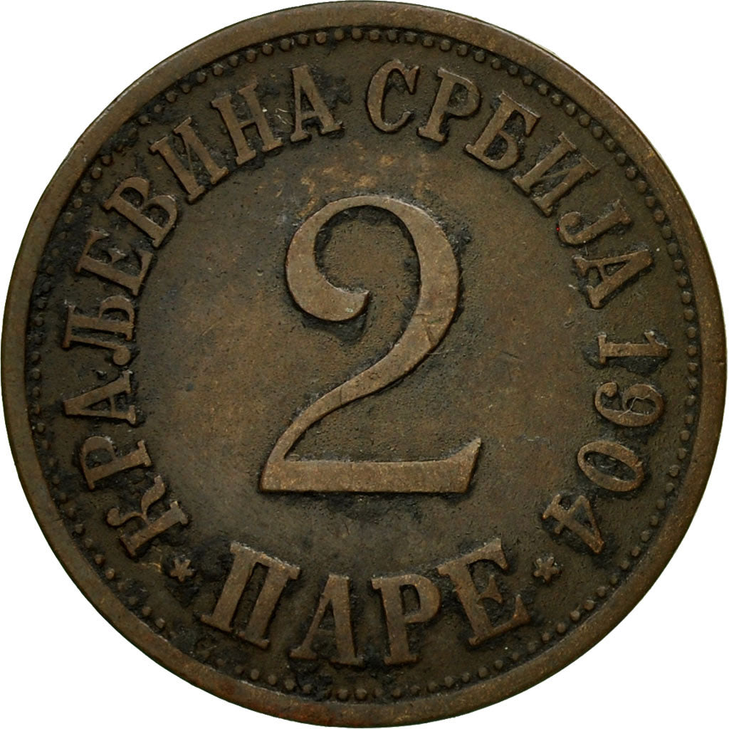 Coin, Serbia, Peter I, 2 Pare, 1904, EF(40-45), Bronze, KM:23