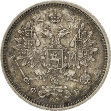 RUSSIA, 15 Kopeks, 1860, Saint-Petersburg, KM #21, AU(50-53), Silver, 3.06