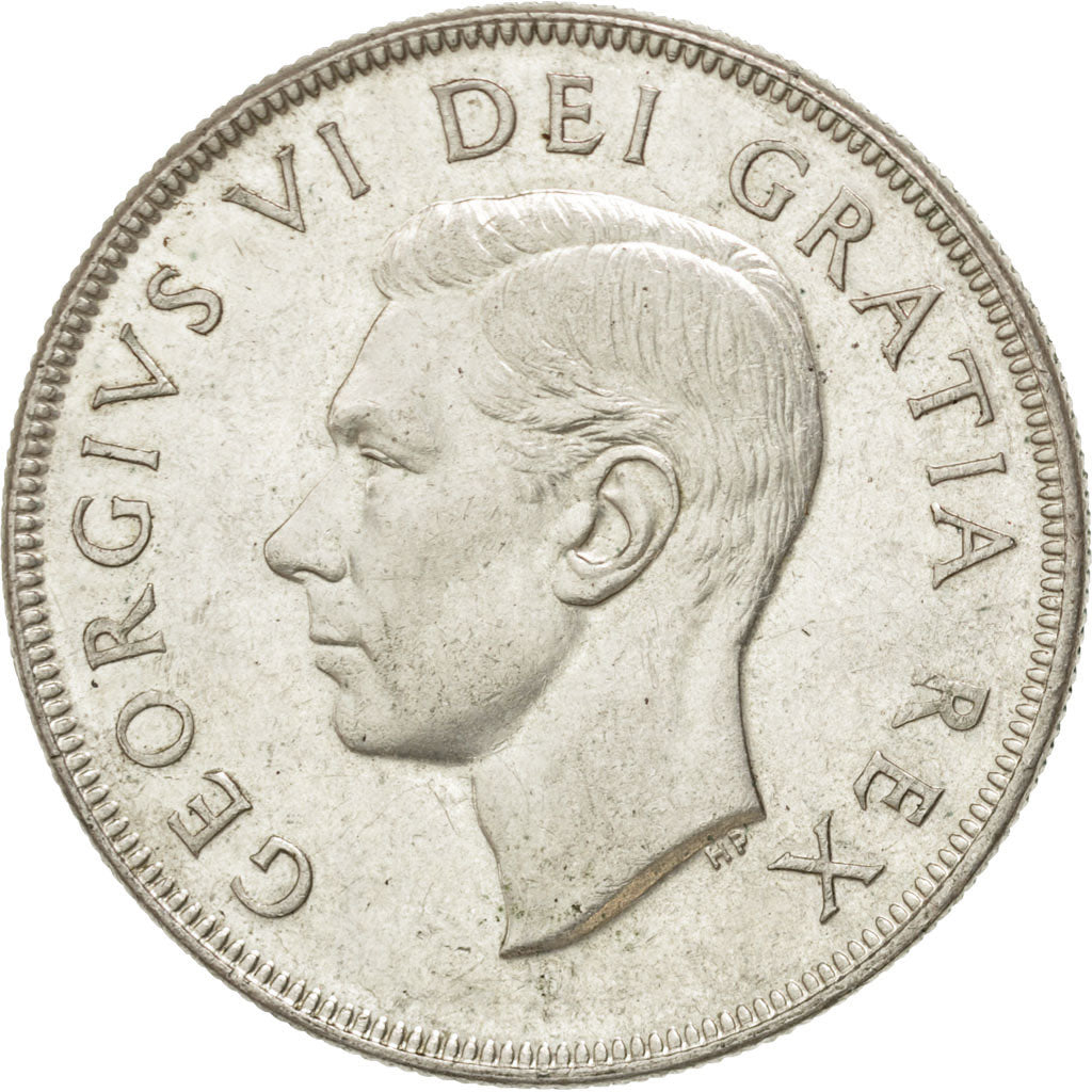 CANADA, Dollar, 1950, Royal Canadian Mint, KM #46, AU(55-58), Silver, 36, 23.38