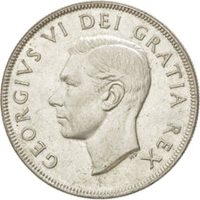 CANADA, Dollar, 1950, Royal Canadian Mint, KM #46, AU(55-58), Silver, 36, 23.38
