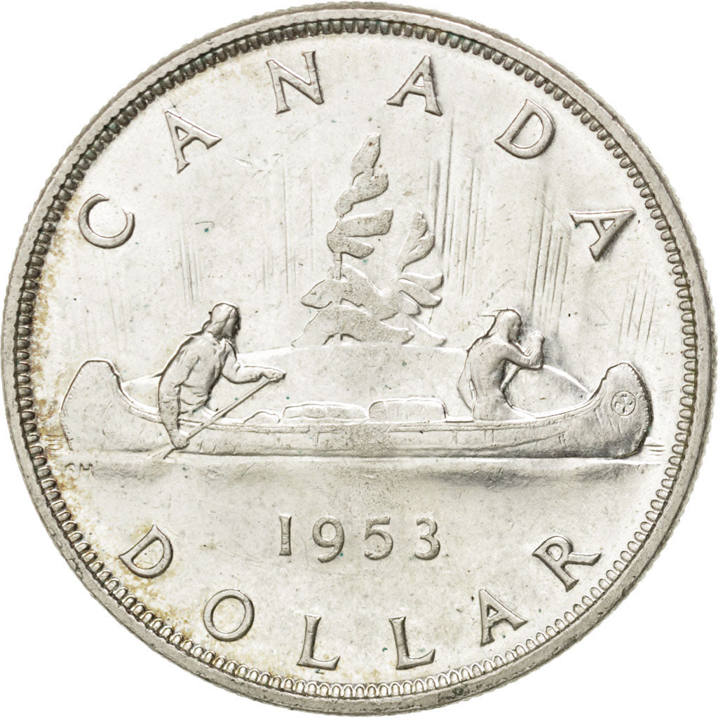 CANADA, Dollar, 1953, Royal Canadian Mint, KM #54, MS(64), Silver, 36, 23.18