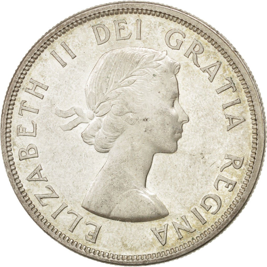 CANADA, Dollar, 1960, Royal Canadian Mint, KM #54, AU(55-58), Silver, 36, 23.20