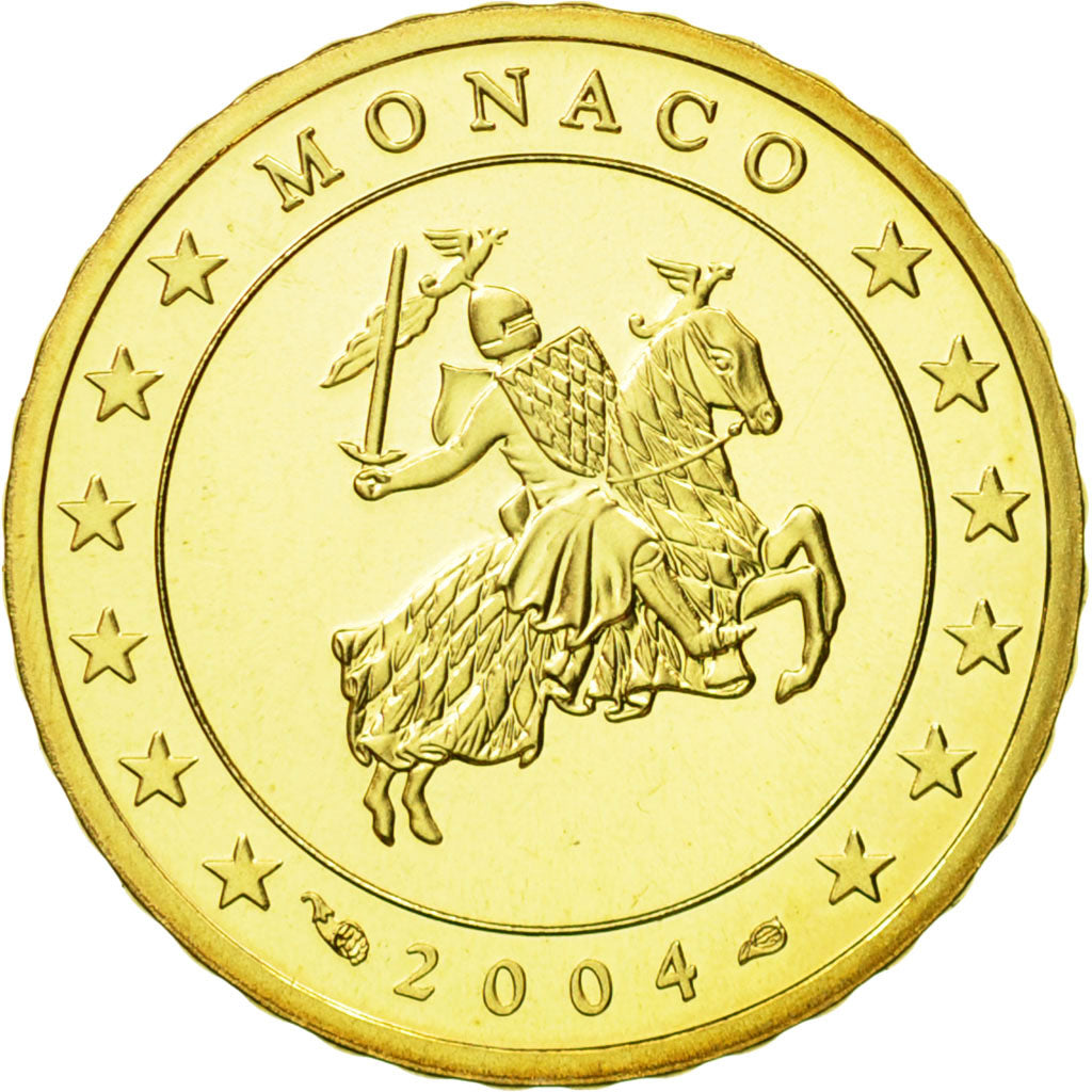 Monaco, 10 Euro Cent, 2004, MS(65-70), Brass, KM:170