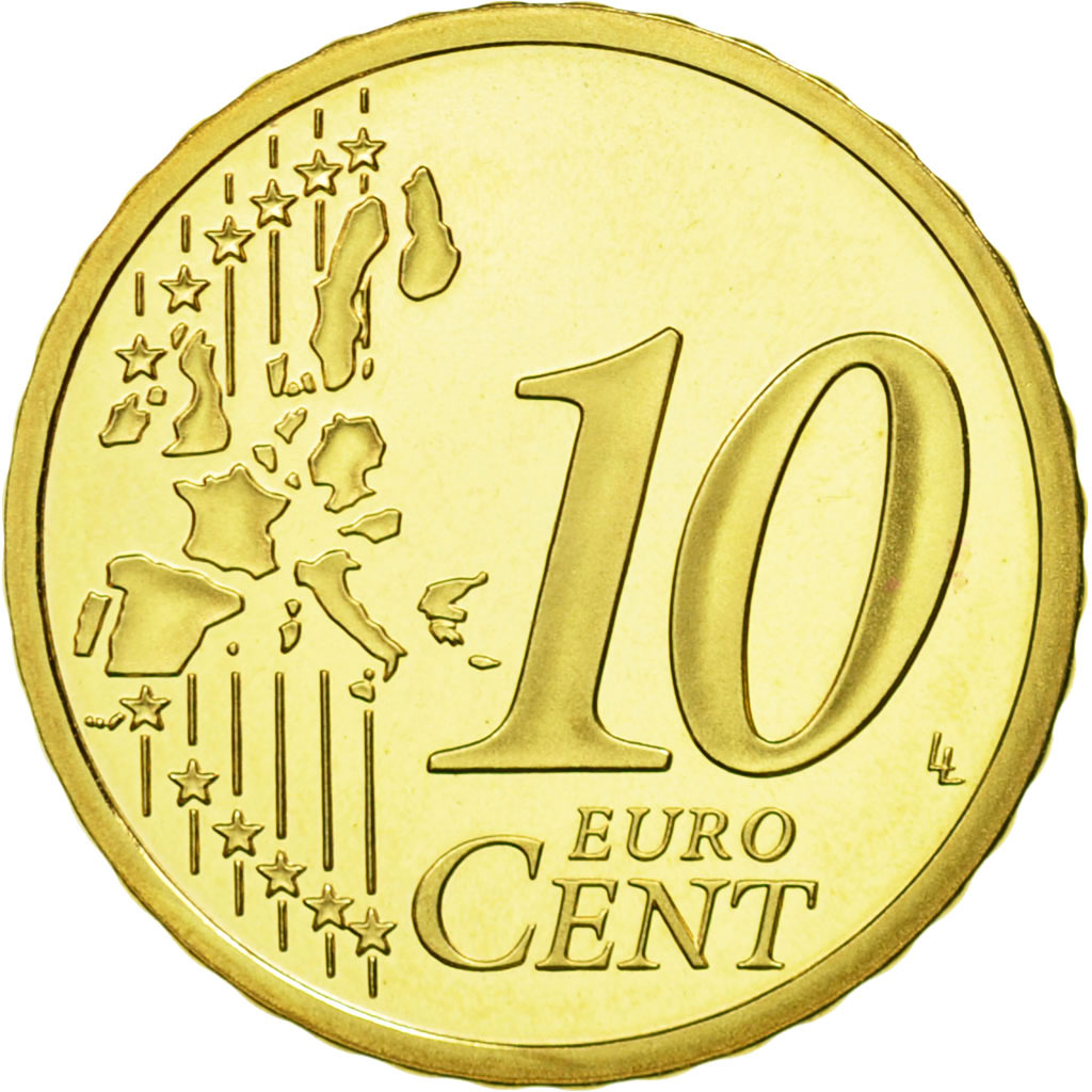 Monaco, 10 Euro Cent, 2004, MS(65-70), Brass, KM:170