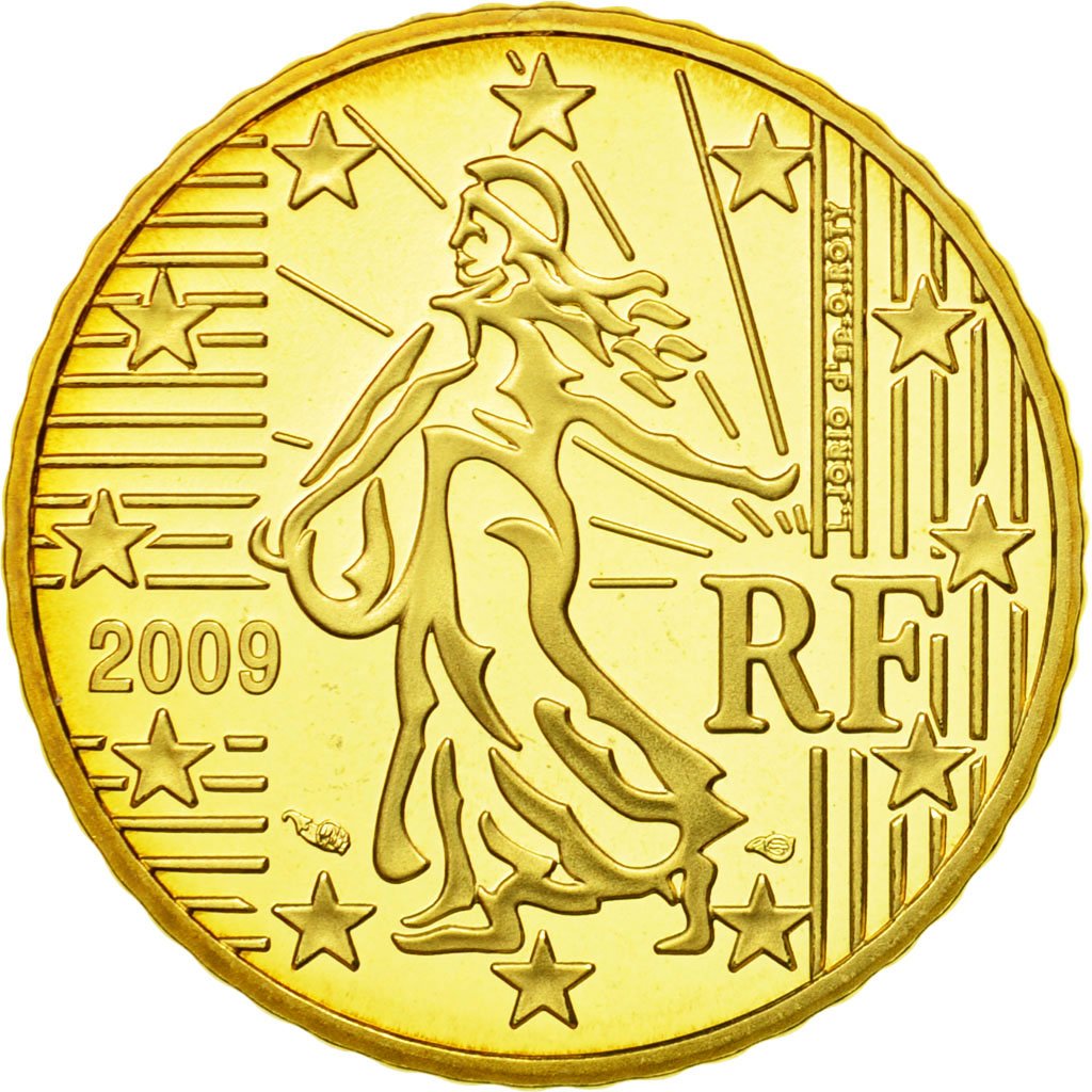 France, 50 Euro Cent, 2009, MS(65-70), Brass, KM:1412