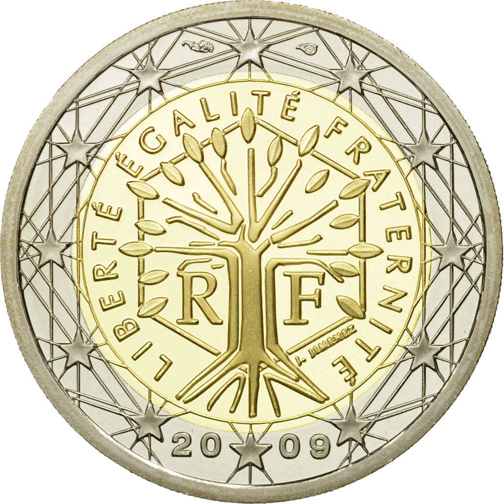 France, 2 Euro, 2009, MS(65-70), Bi-Metallic, KM:1414