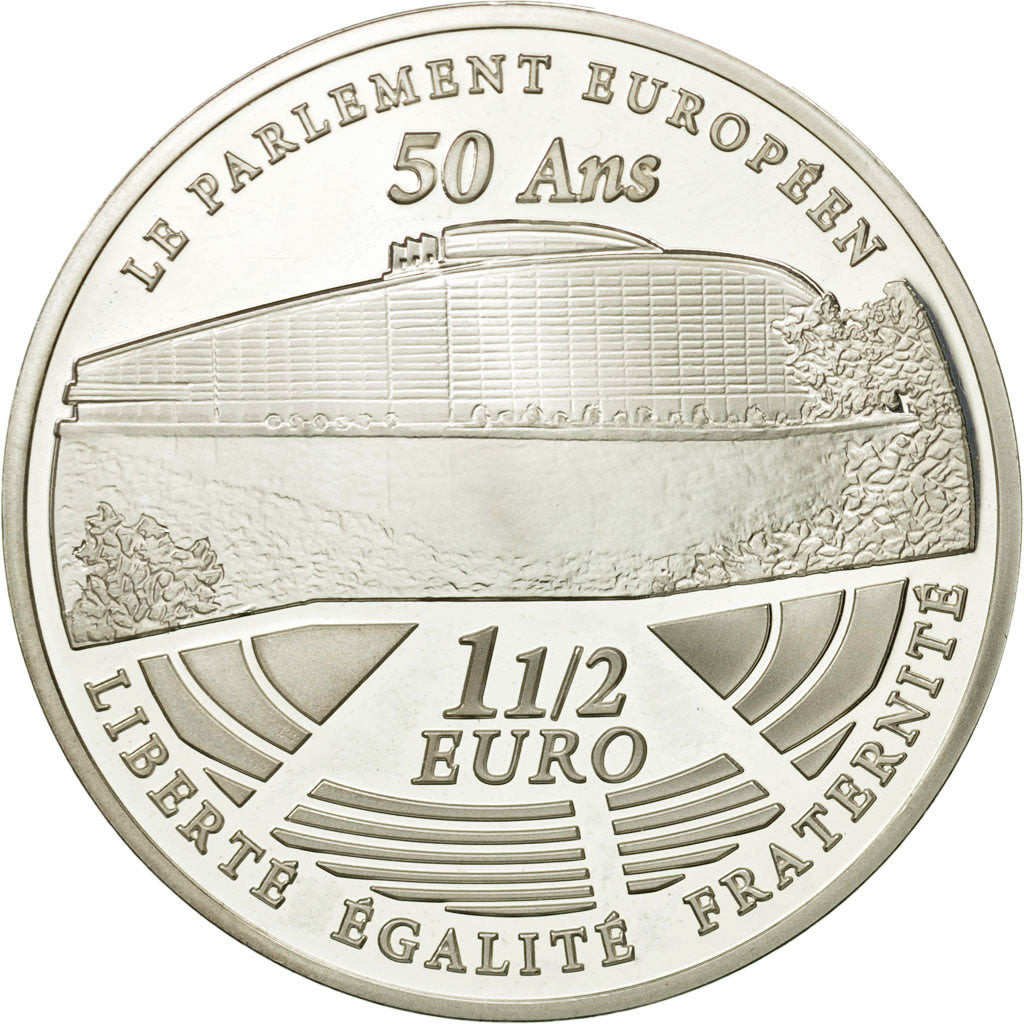 France, 1-1/2 Euro, 2008, MS(65-70), Silver, KM:1532